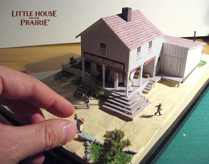 The mercantile in HO scale with scenery being added in.