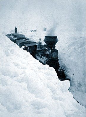 See how high the snow is packed around this train near Sleepy Eye, MN, in March 1881