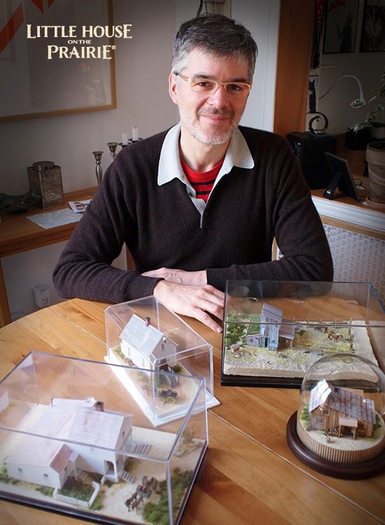Eric Caron with some of his Little House on the Prairie TV series inspired models from spring of 2014.