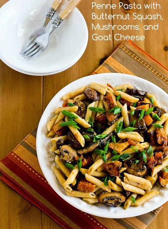 Penne Pasta with Butternut Squash and Mushrooms Recipe