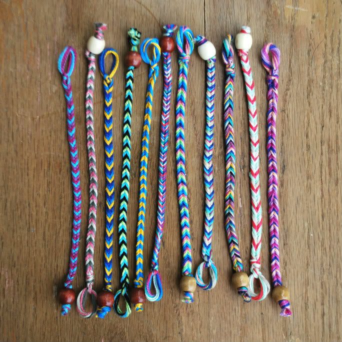 Old-fashioned and colorful friendship bracelets