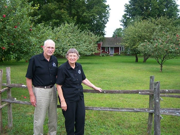 Barb and George Hawkins at the Wilder Homestead.