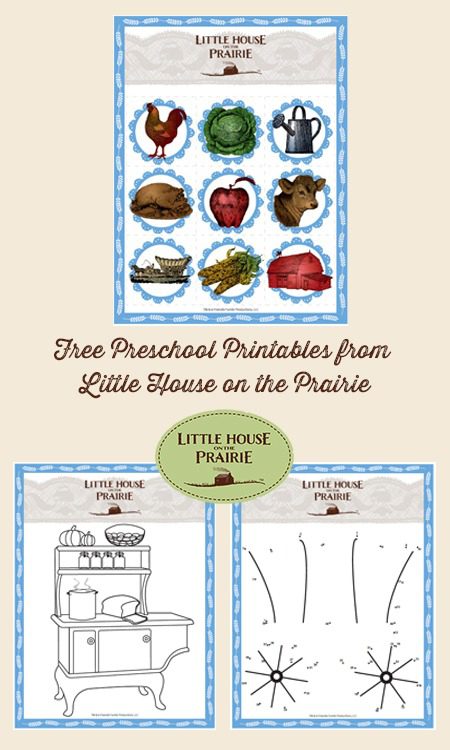 Free Preschool and Kindergarten Printables from Little House on the Prairie