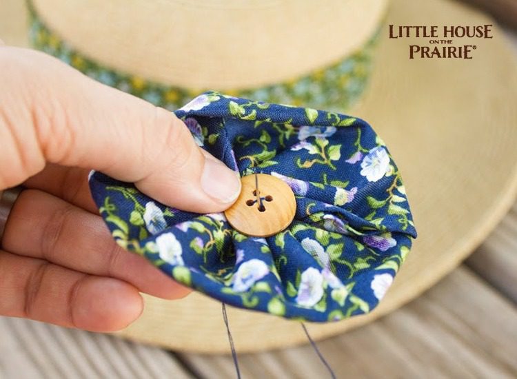 Use a button to create the center of the flower embellishment. These Little House on the Prairie®fabrics are perfect for old-fashioned styled fashion embellishments.
