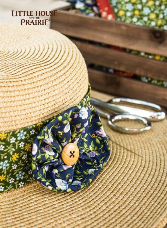 Adhere the flower embellishment directly to the hat or hatband. It's a little dressier than Ma Ingalls would have made but we think she would approve!