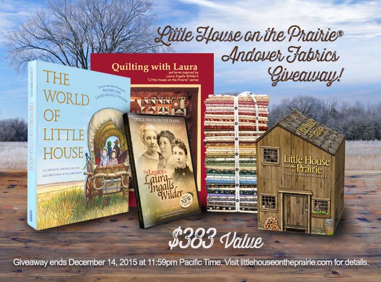Little House on the Prairie<sup>™</sup> Andover Fabrics Giveaway Pack with fat-quarter bundle, complete series dvd collection, World of Little House book, Laura's Little House Legacy DVD, and Quilting with Laura Book - $383 value ends 12/7/15