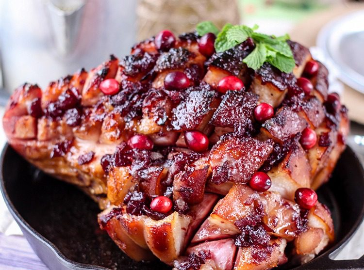 Country Ham with Cranberry, Mint and Brown Sugar Glaze