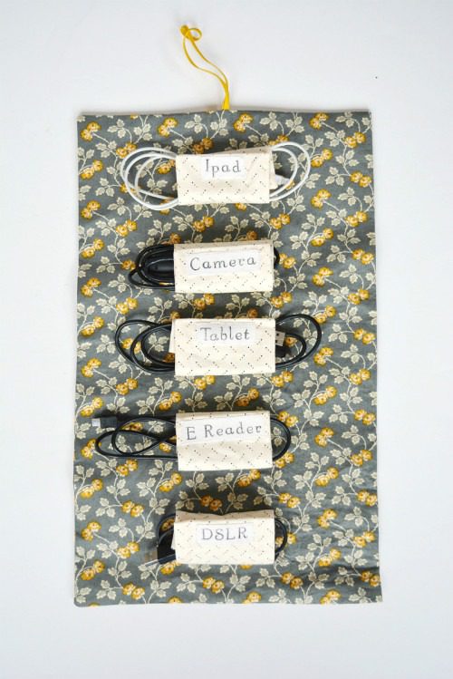 Fabric Cable Tidy, Cable Roll - Great fat-quarter friendly craft for home organization must-haves.