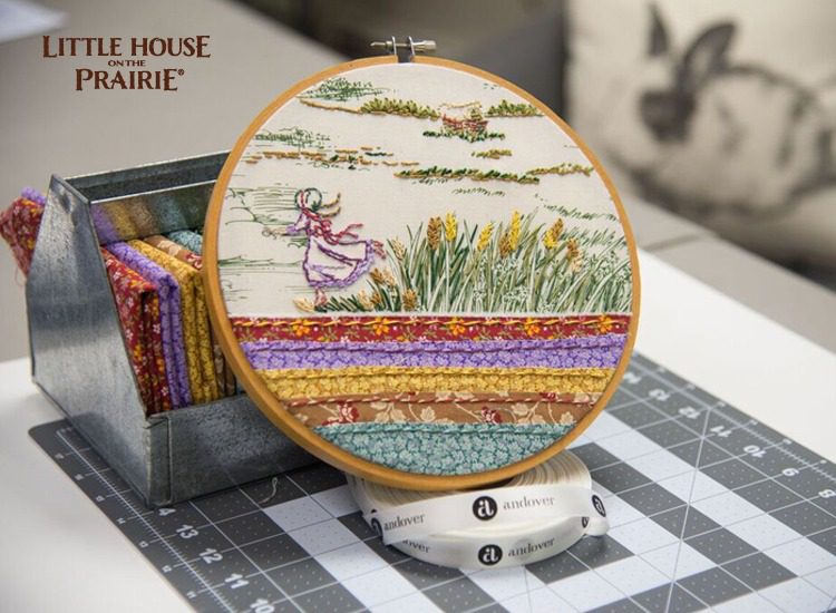 Little House on the Prairie hoop project using the Little House on the Prairie fabric collection for inspiration.