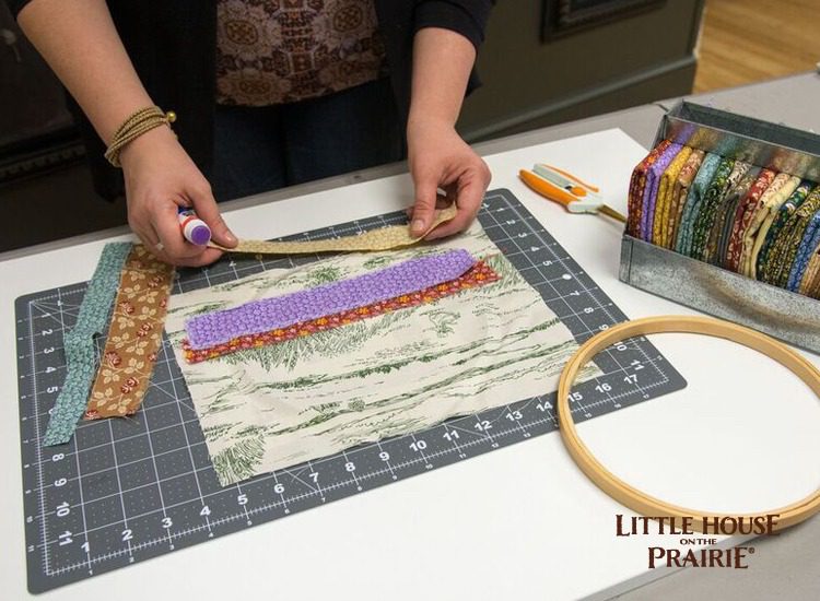 Preparing the extra color strips of the Little House on the Prairie fabrics
