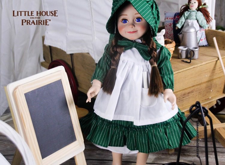 Laura Ingalls Wilder doll by The Queen's Treasture with homemade, old-fashioned chalkboard slate
