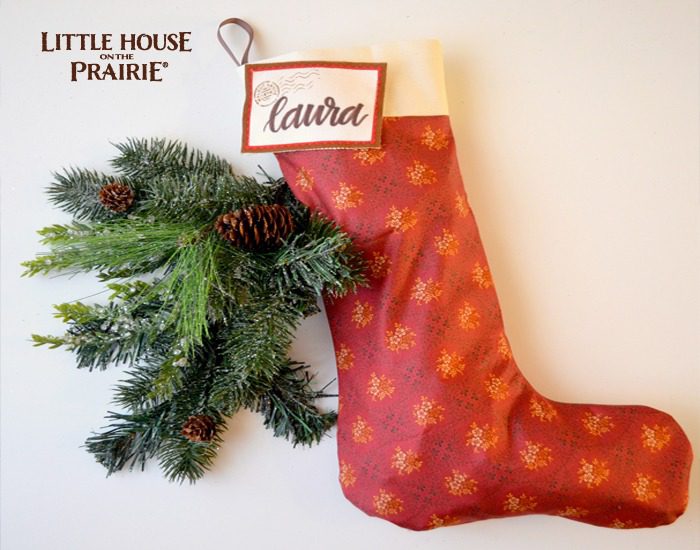 Little House on the Prairie inspired stocking for a simple homemade Christmas.