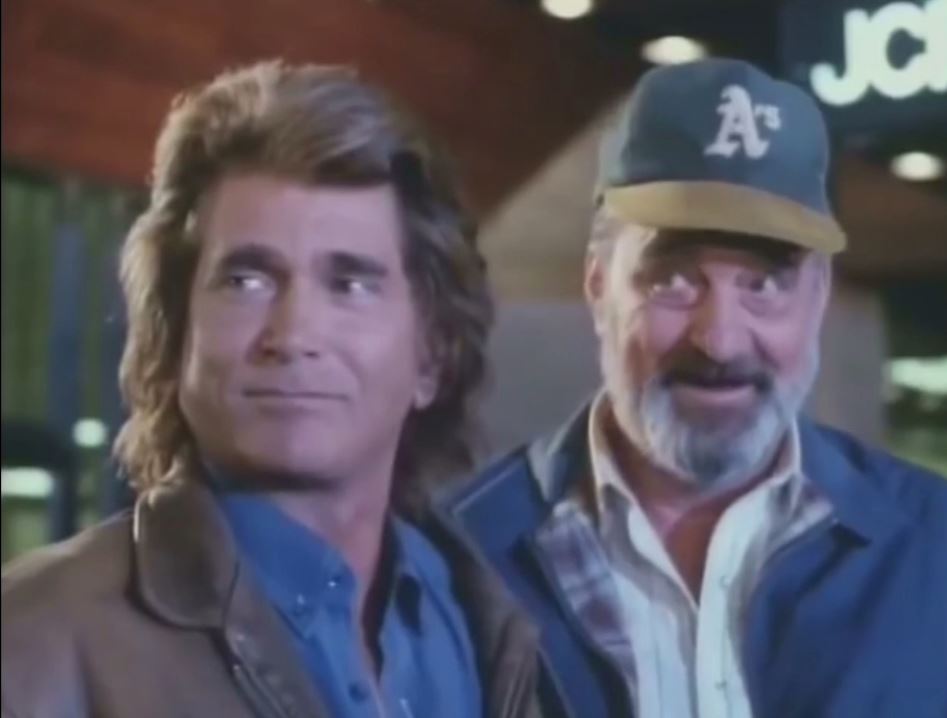 Victor French and Michael Landon in “Merry Christmas from Grandpa” Highway to Heaven (Season 5, Episode 13)